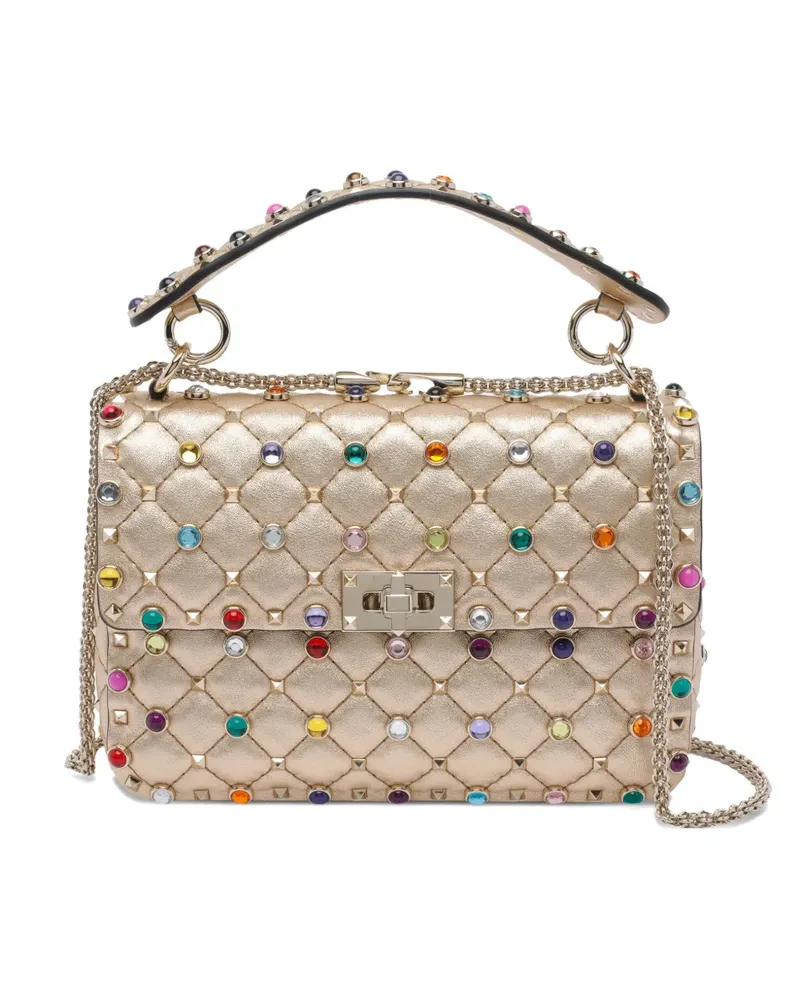 Valentino Garavani Laminierter Rockstud Tote Bag mit Steppung - Gold Gold