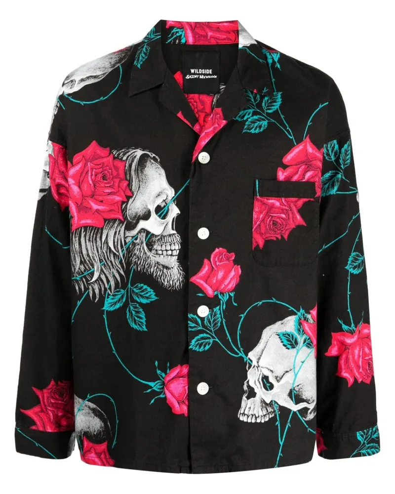 Yohji Yamamoto Wildside Hemd mit Totenkopf-Print Schwarz