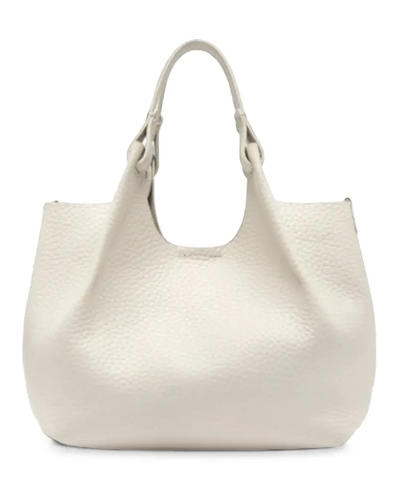 Gianni Chiarini Mittelgroßer Dua Tote Bag mit gekörnter Struktur - Weiß Weiß