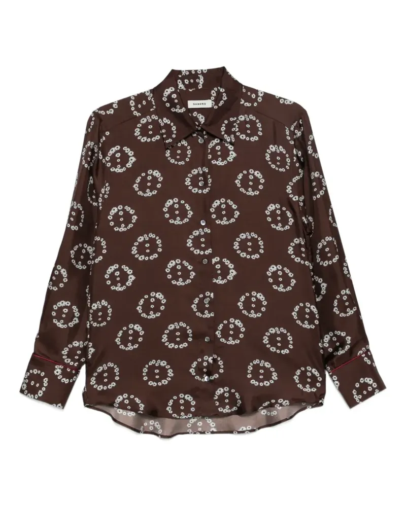 Sandro Seidenhemd mit Blumenprint - Braun Braun
