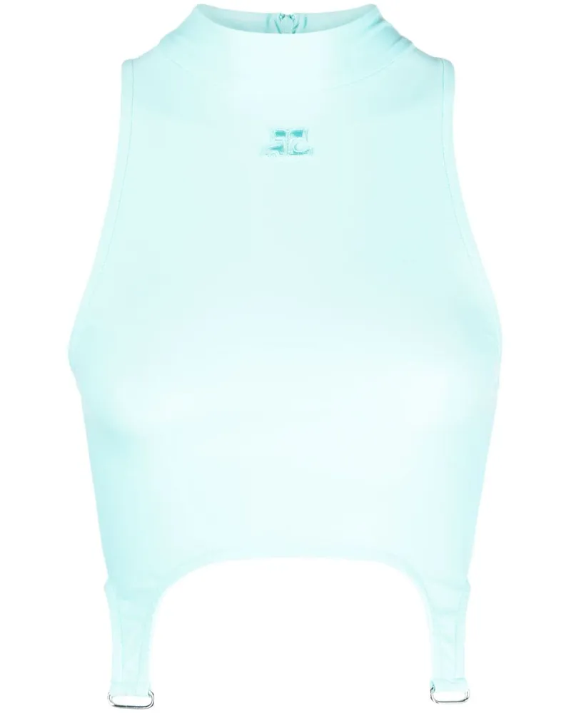 Courrèges Cropped-Top mit Logo-Patch - Blau Blau