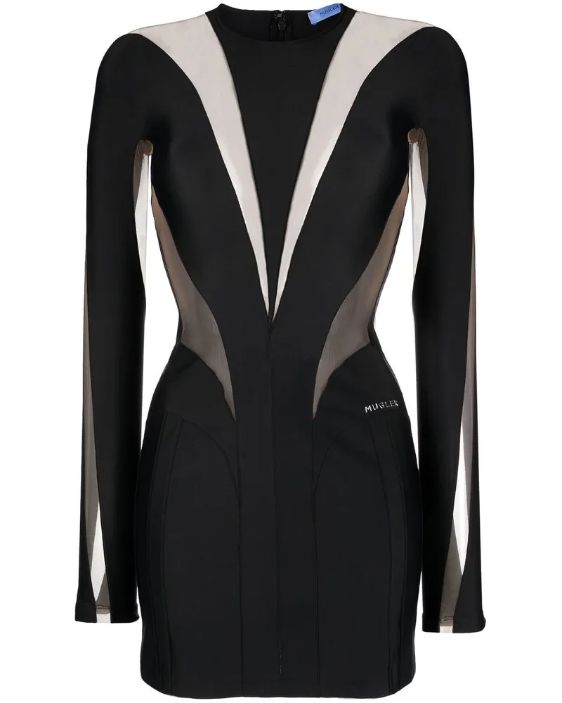 Thierry Mugler Kleid mit transparenten Einsätzen Schwarz