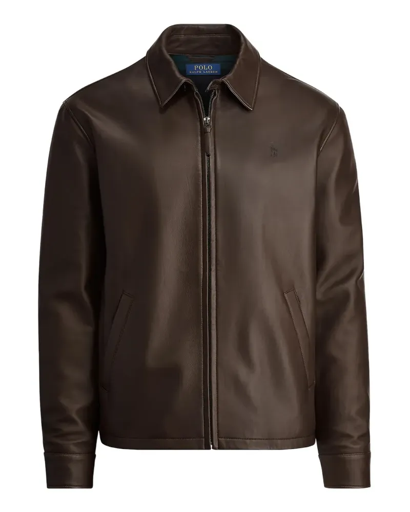 Ralph Lauren Lederjacke mit Logo-Stickerei - Braun Braun