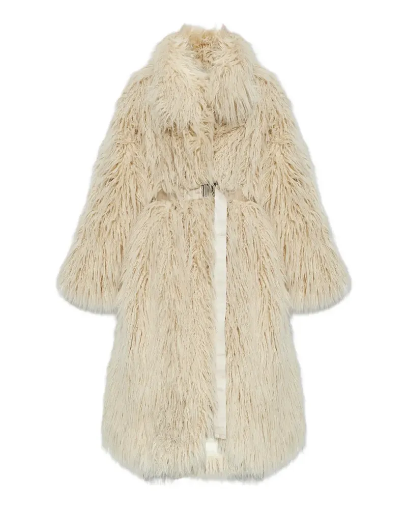 OFF-WHITE Faux-Fur-Mantel mit Gürtel - Nude Nude