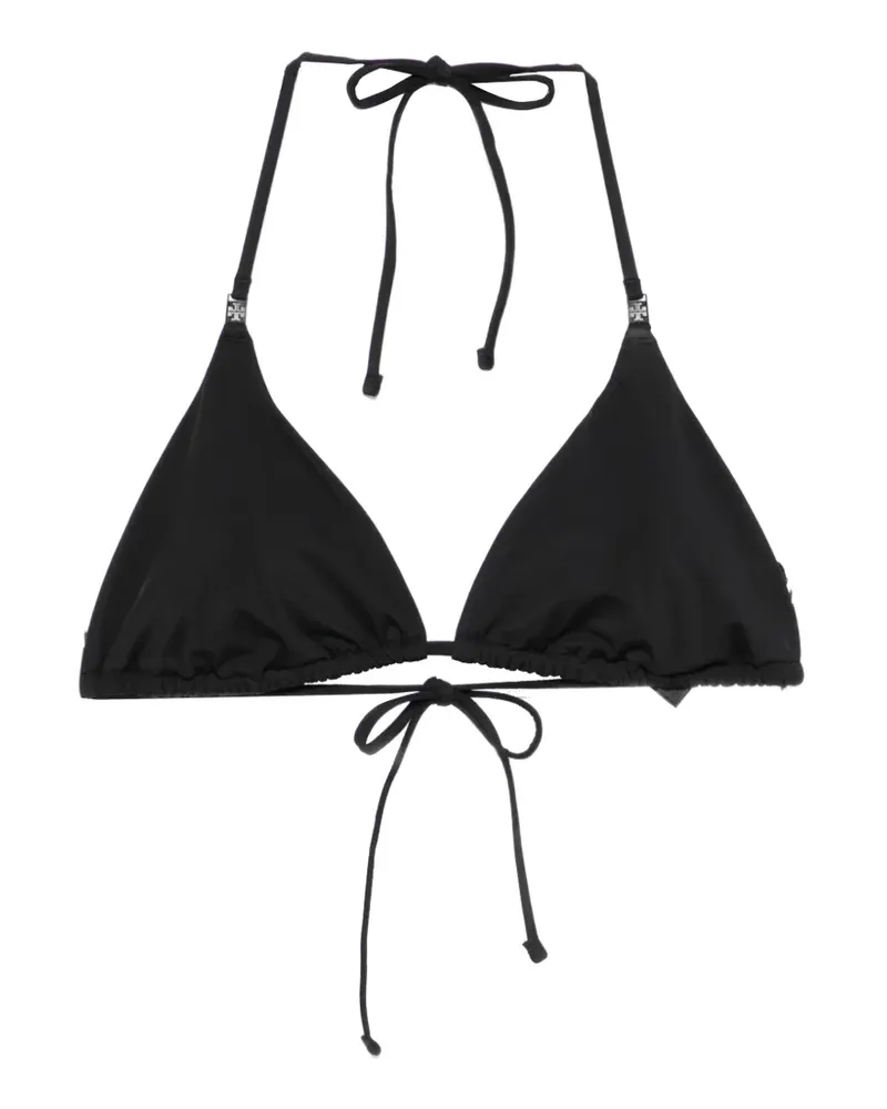 Tory Burch logo-plaque triangle bikini top - Schwarz Schwarz