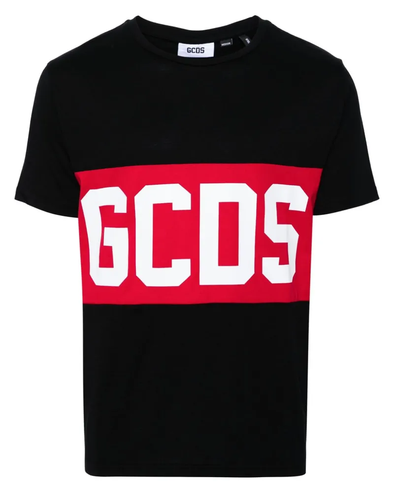 GCDS T-Shirt mit Logo-Band Schwarz