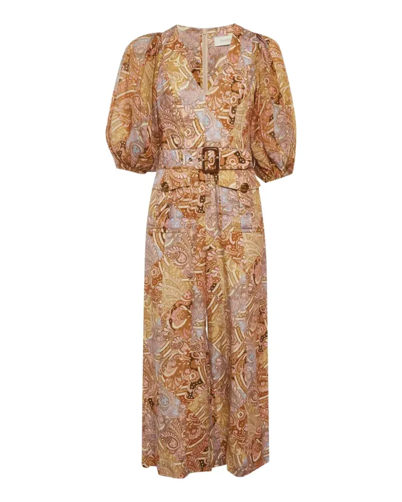 Zimmermann Gürtel-Jumpsuit mit Paisley-Print - Orange Orange