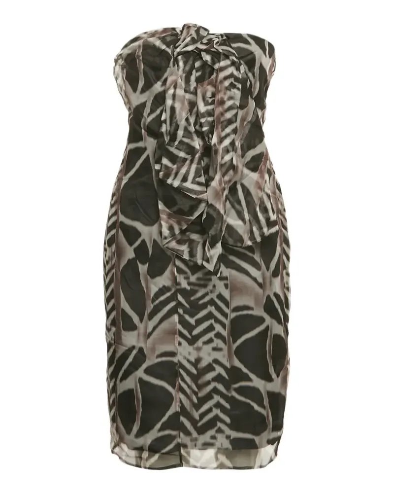 HUGO BOSS abstract-print strapless mini dress - Schwarz Schwarz