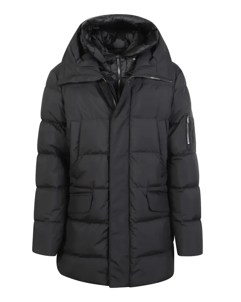 MOORER quilted hooded jacket - Schwarz Schwarz