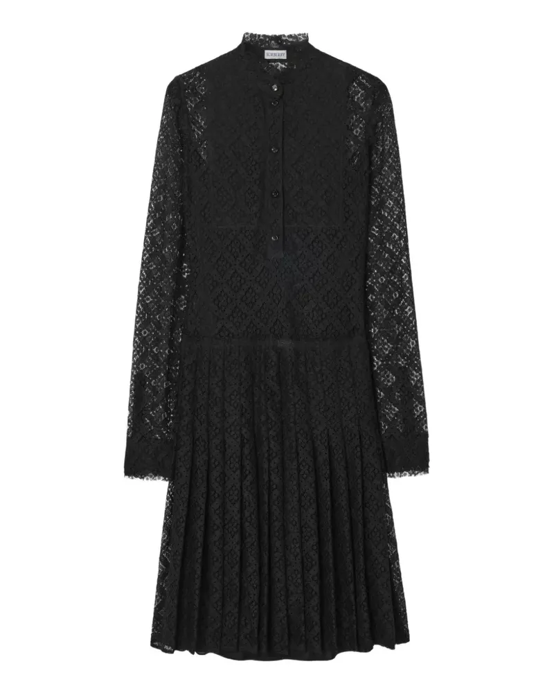 Burberry Kariertes Spitzenkleid - Schwarz Schwarz