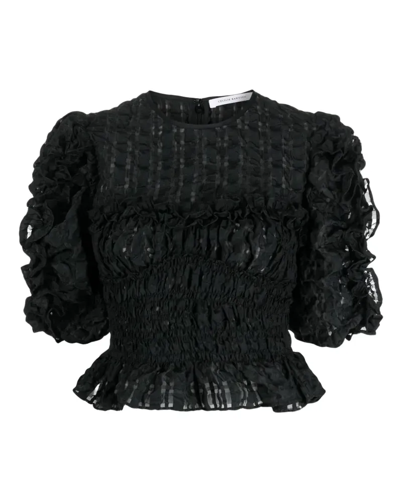 Cecilie Bahnsen Organza-Oberteil mit Rüschendetail - Schwarz Schwarz