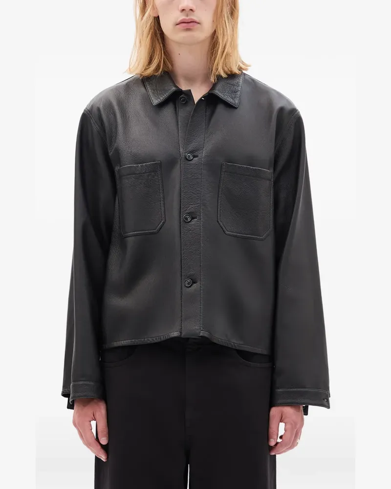 Ann Demeulemeester Kastiges Juel Lederhemd - Schwarz Schwarz