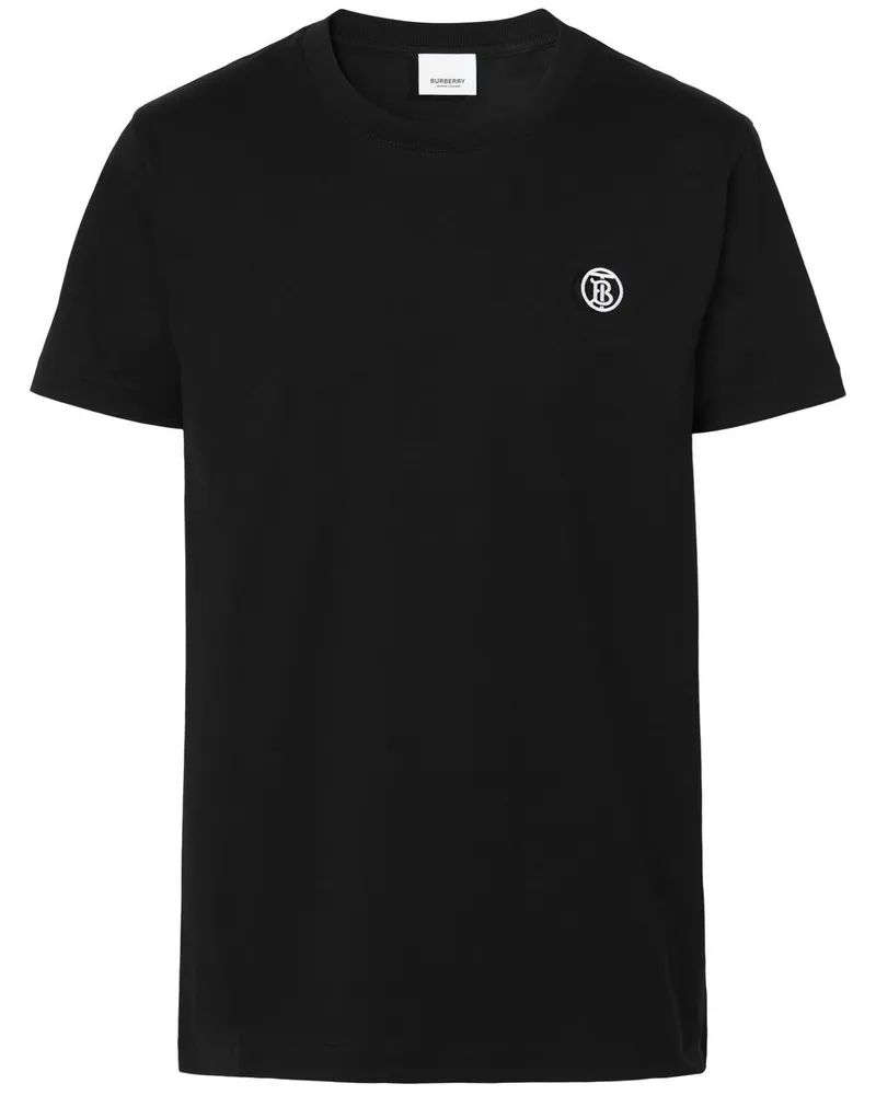 Burberry T-Shirt mit Logo-Stickerei - Schwarz Schwarz