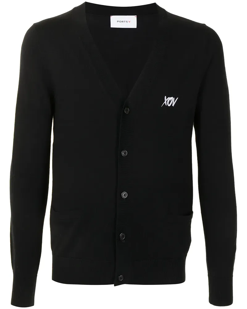 Ports V Cardigan mit Logo-Print - Schwarz Schwarz