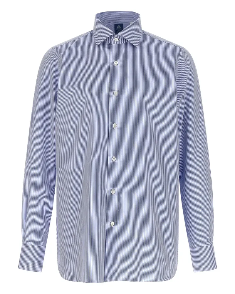 Finamore 1925 Gestreiftes Hemd mit Knopfmanschetten - Blau Blau