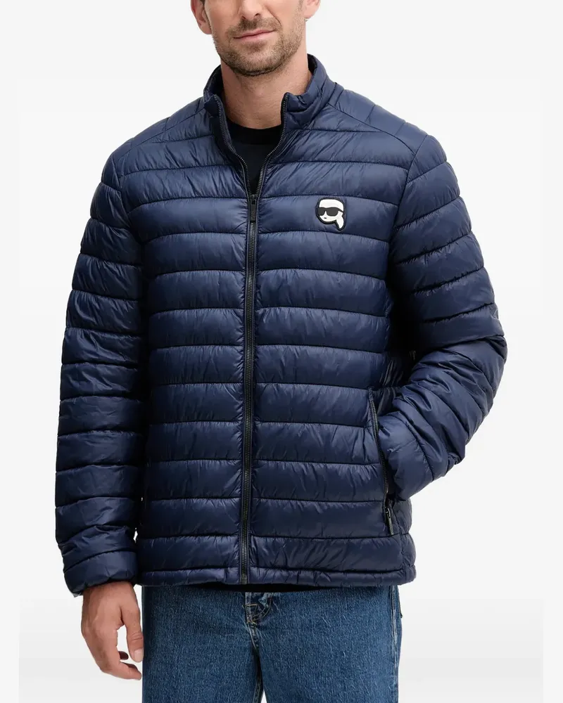 Karl Lagerfeld logo-appliqué quilted jacket - Blau Blau