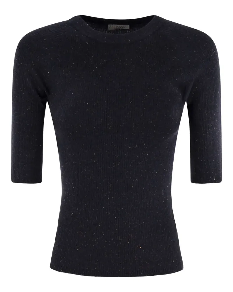 Brunello Cucinelli Meliertes Strickoberteil - Blau Blau