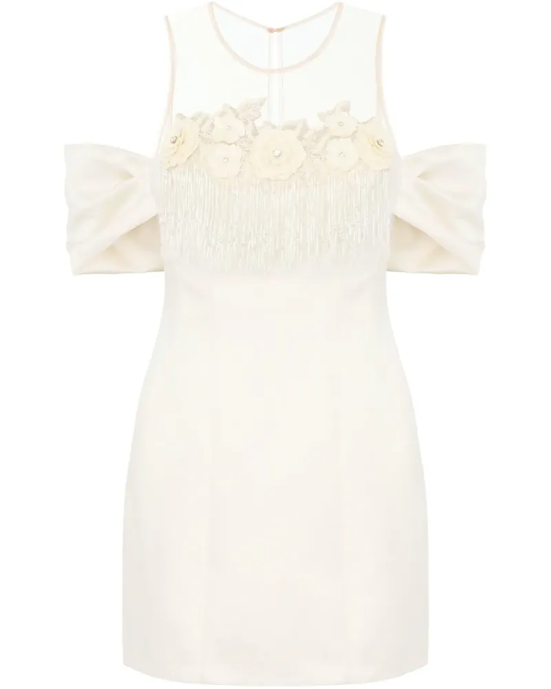 Elisabetta Franchi Minikleid aus Satin mit Blumenstickerei - Nude Nude