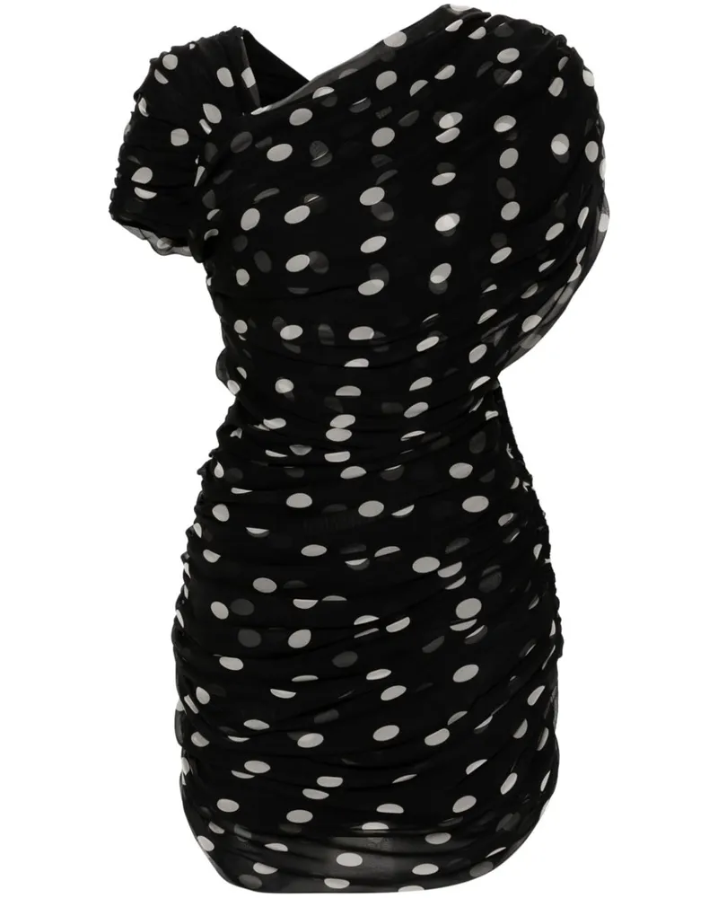 Saint Laurent Gepunktetes Minikleid - Schwarz Schwarz