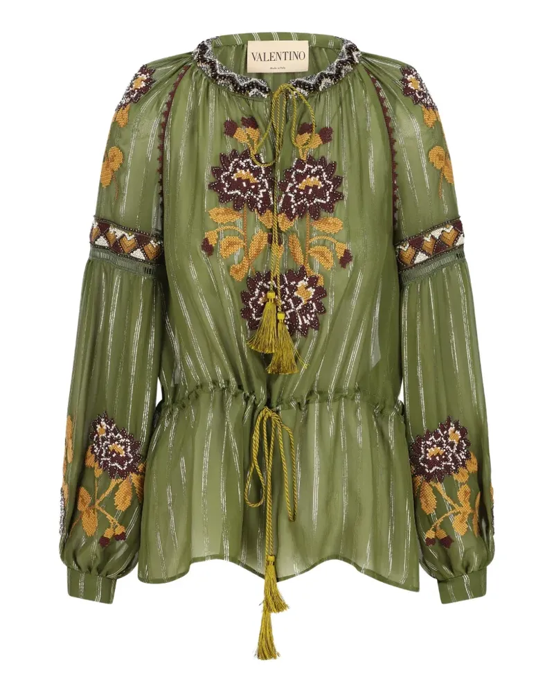Valentino Garavani Florale Bluse mit Perlen - Grün Grün