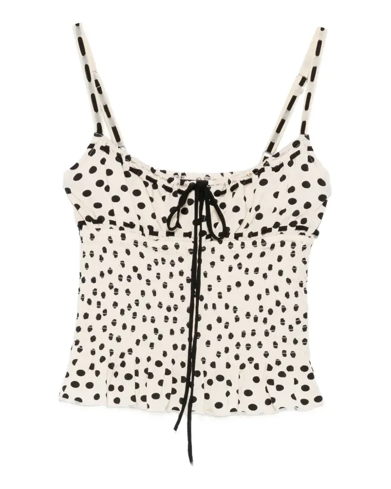 Leslie Amon Gerafftes Oberteil mit Polka Dots - Nude Nude