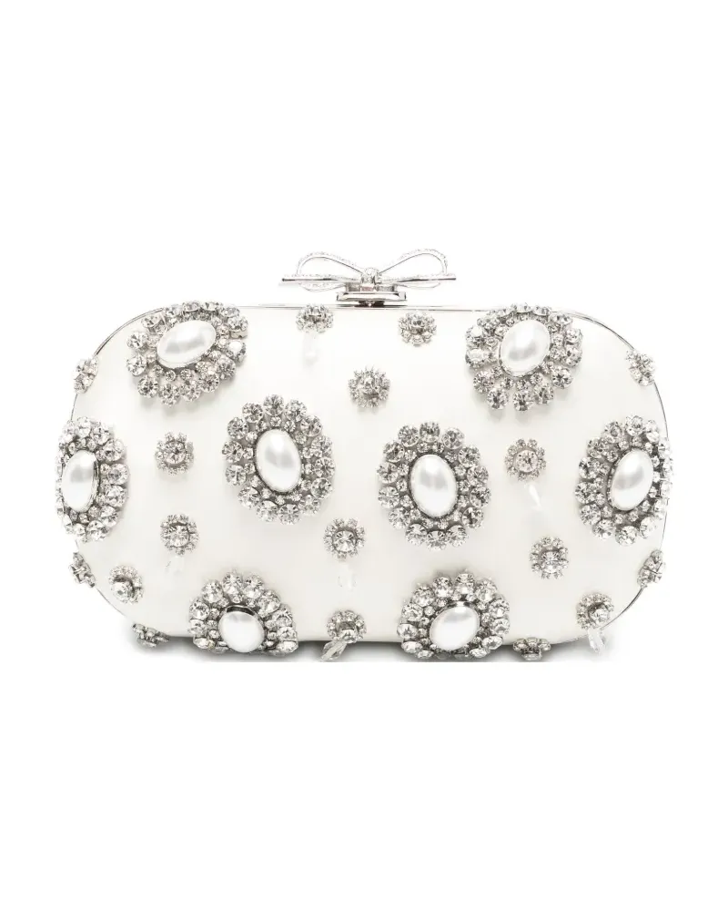 Self-Portrait crystal-embellished clutch bag - Weiß Weiß