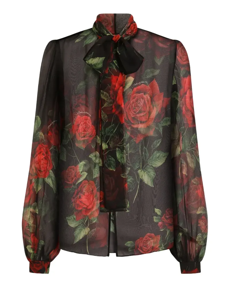 Dolce & Gabbana Bluse mit Rosen-Print - Schwarz Schwarz