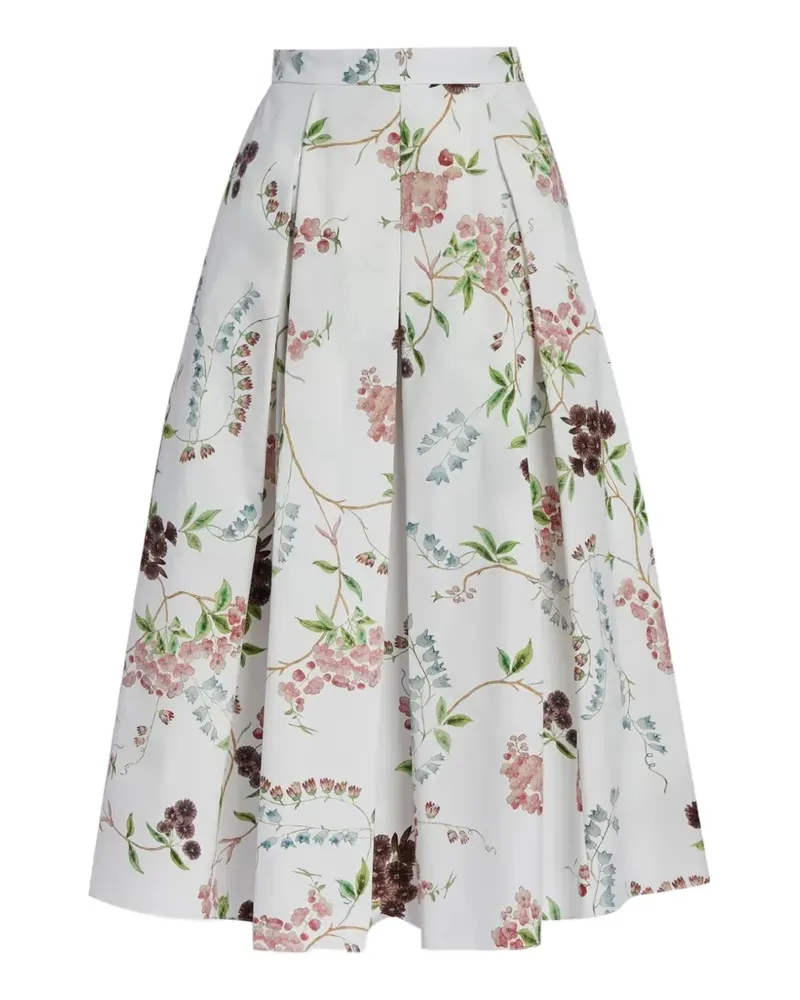Erdem floral-pattern midi skirt - Weiß Weiß