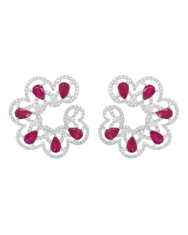 HYT Jewelry 18kt Weißgoldohrringe mit Diamanten und Rubin Weiß