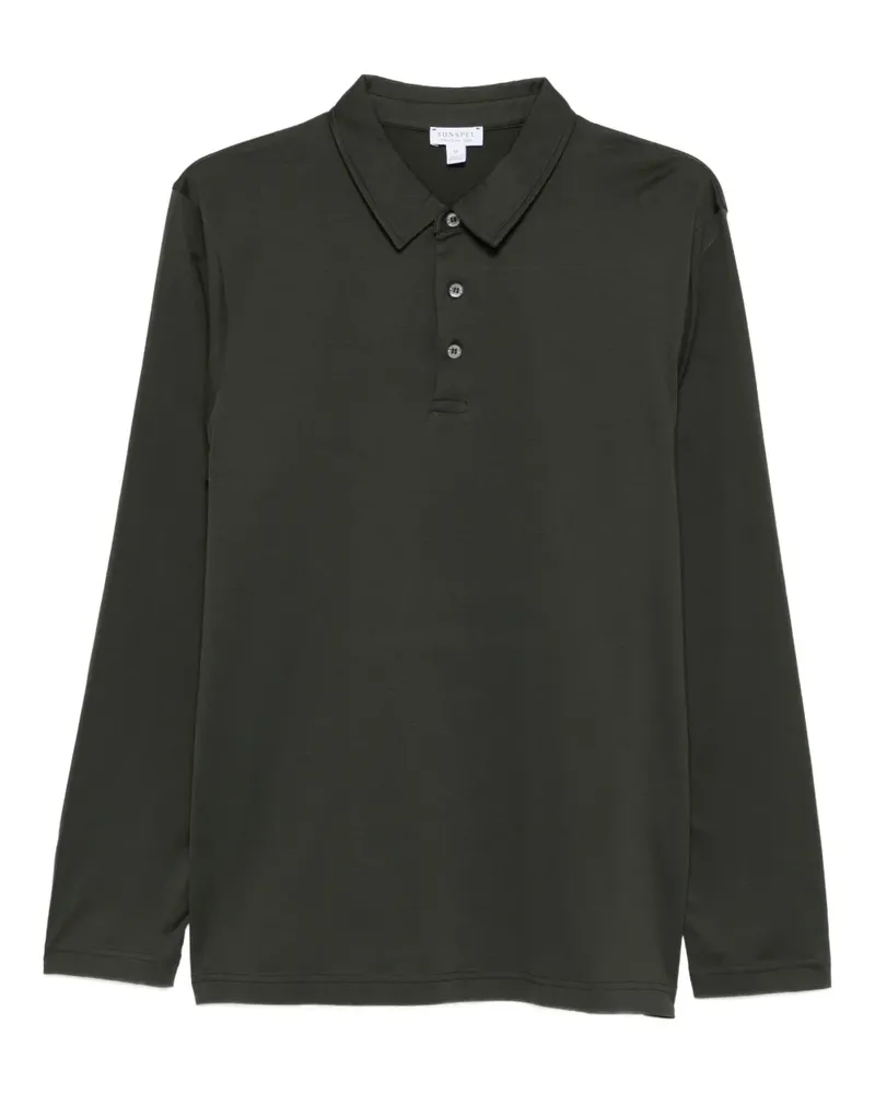 Sunspel Langärmeliges Poloshirt - Grau Grau