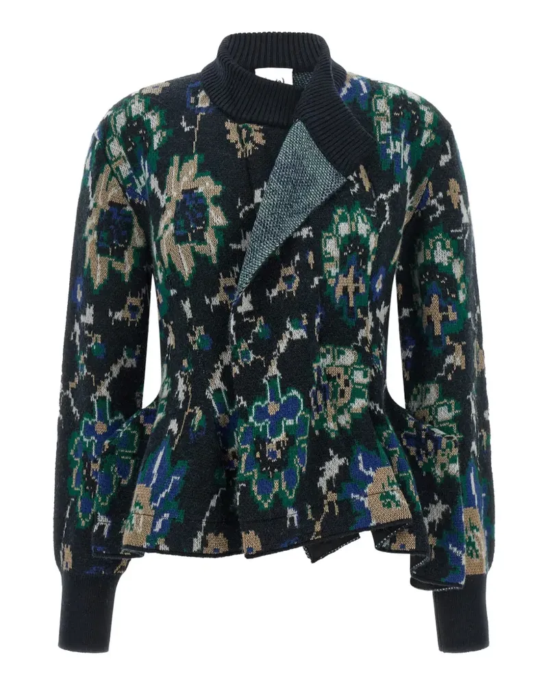 NUDE Peplos jacquard-knit cardigan - Schwarz Schwarz