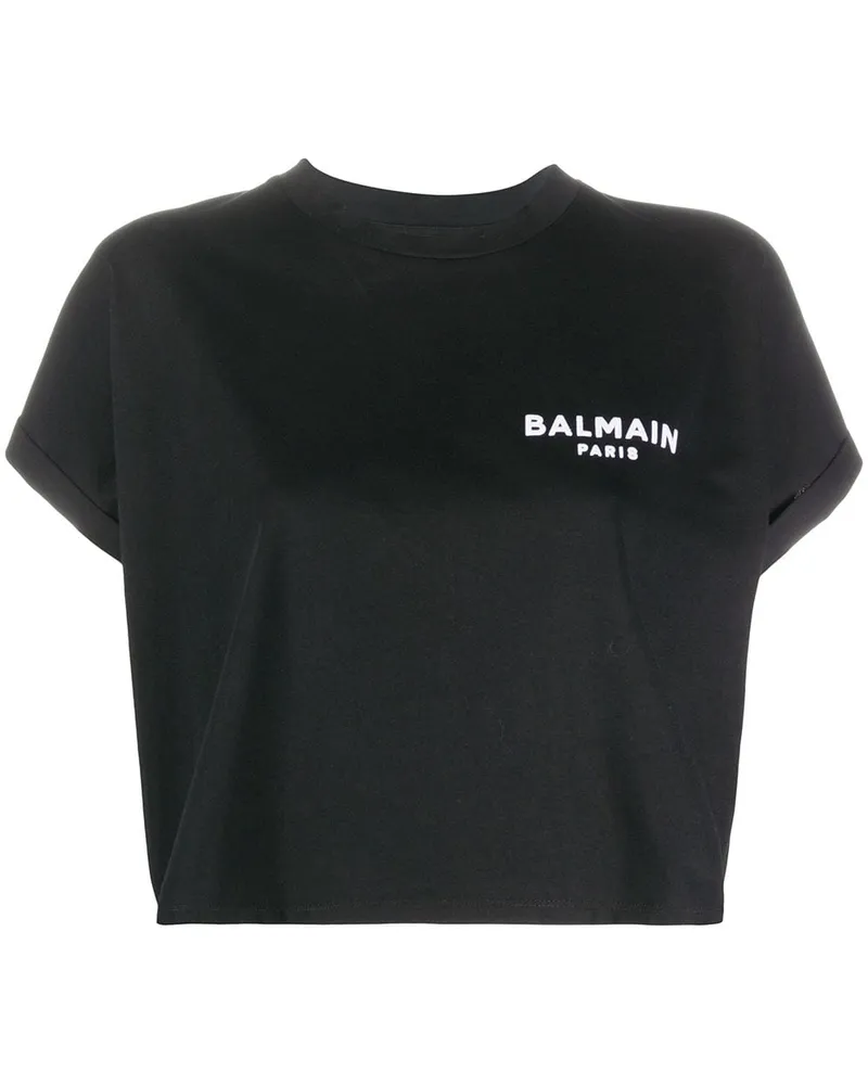 Balmain T-Shirt mit Logo-Stickerei - Schwarz Schwarz