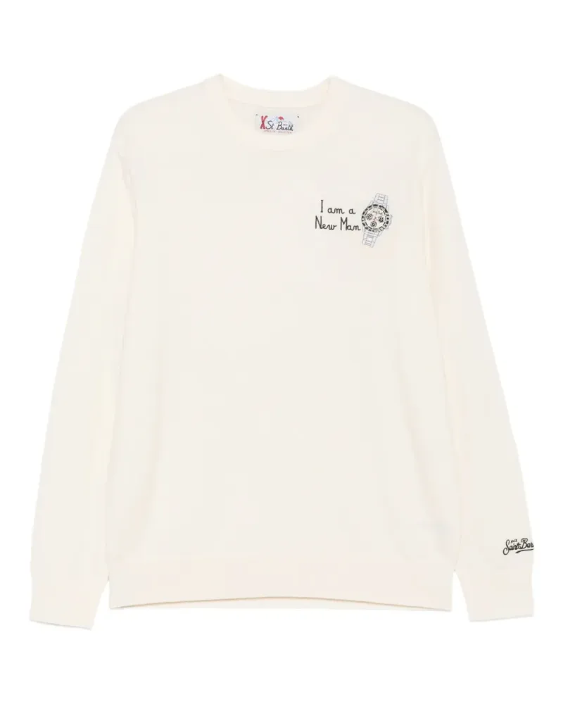 MC2 Saint Barth Watch New Man Pullover mit Rundhalsausschnitt und Stickerei - Nude Nude
