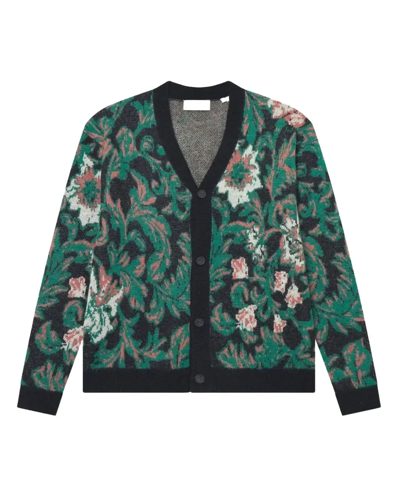 LES DEUX Alex Cardigan mit Jacquard-Blumenmuster - Schwarz Schwarz