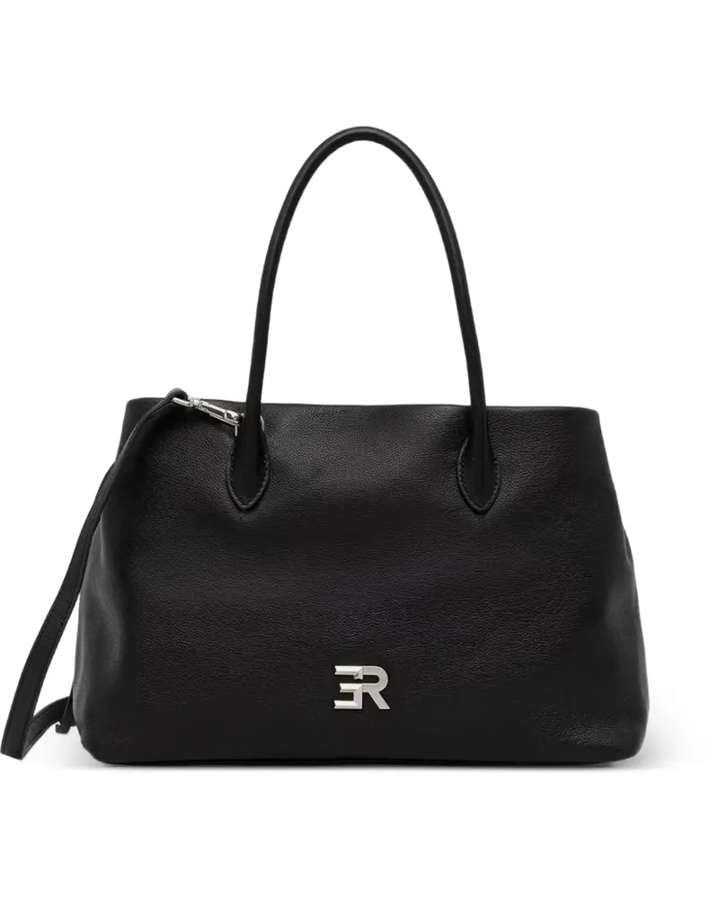 Ermanno Scervino logo-plaque pebbled-leather tote bag - Schwarz Schwarz