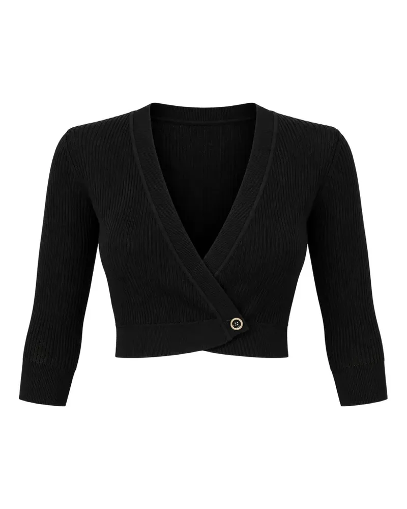 Elisabetta Franchi ribbed-knit cropped sweater - Schwarz Schwarz