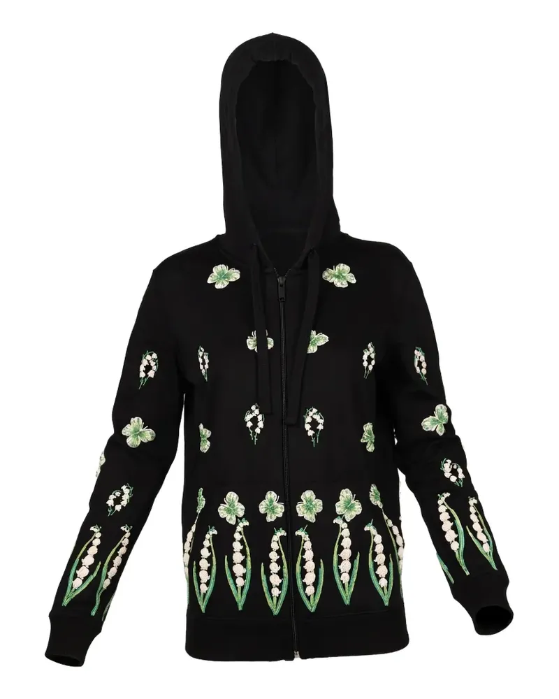 Valentino Garavani floral-appliqué zip-up hoodie - Schwarz Schwarz