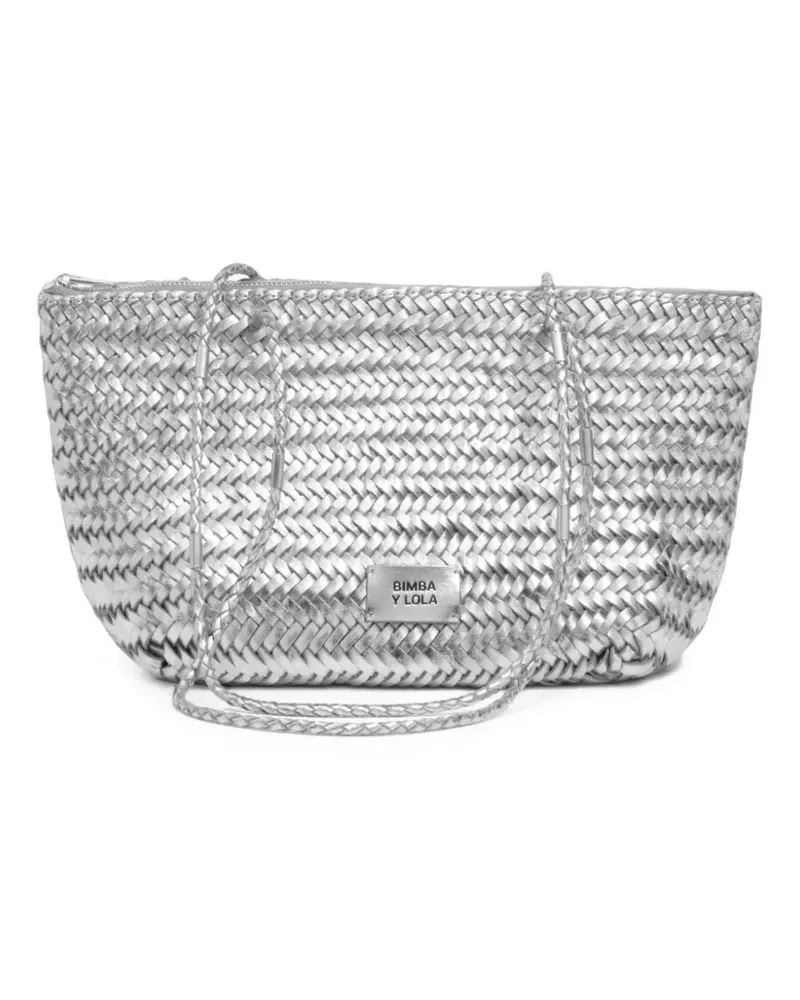 BIMBA Y LOLA Mittelgroßer Shopper mit Webmuster - Silber Silber