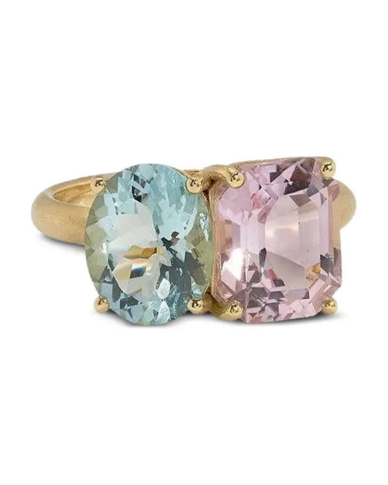 Irene Neuwirth 18kt Aquamarine Kunzite Gemmy Gelbgoldring Gold