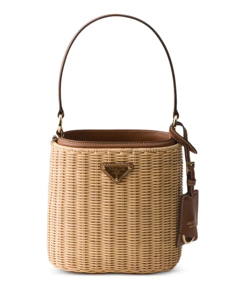 Prada wicker and leather bucket bag - Nude Nude