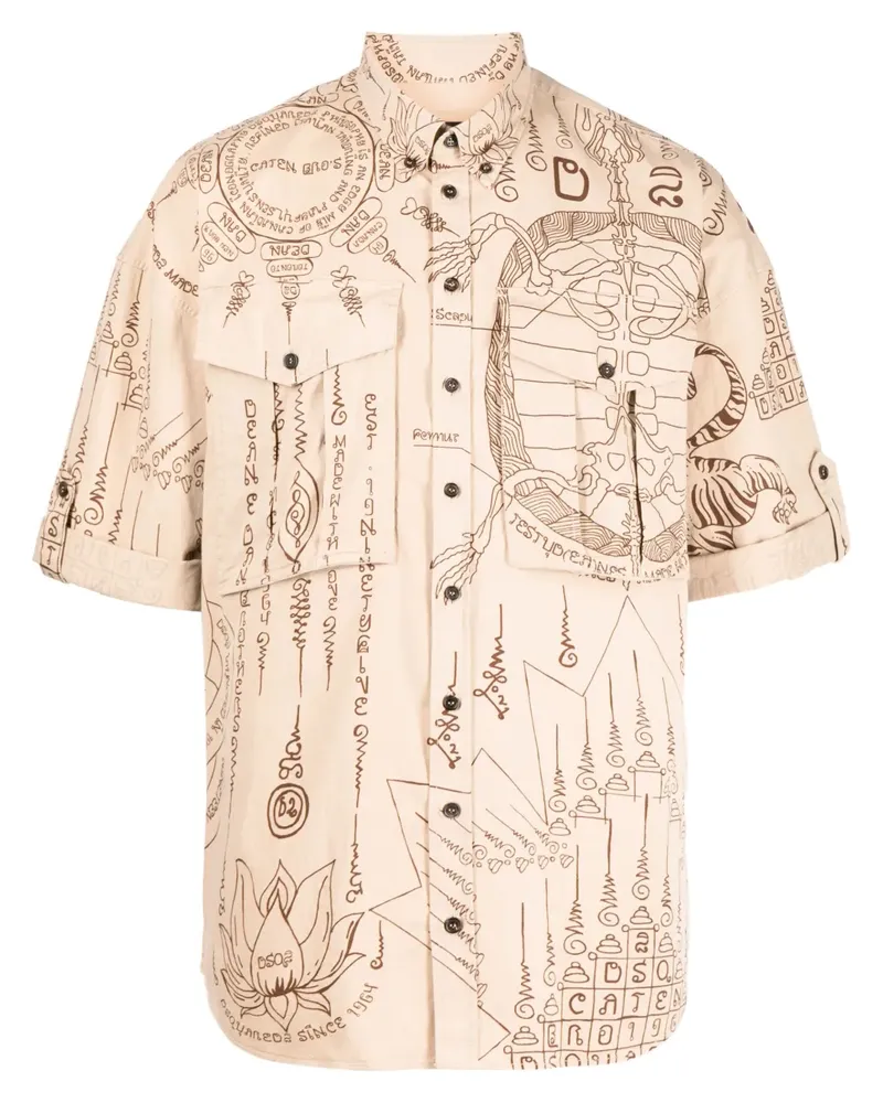 Dsquared2 Hemd mit grafischem Print - Braun Braun