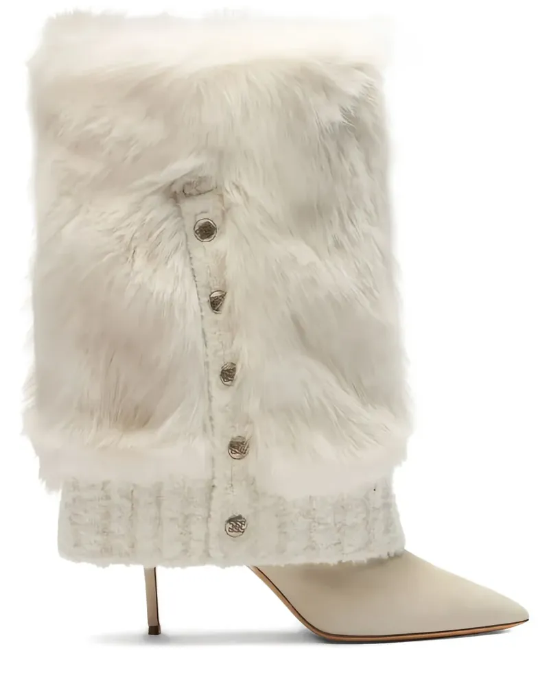 Casadei Stiefel mit Pelz-Overlay 80mm - Nude Nude