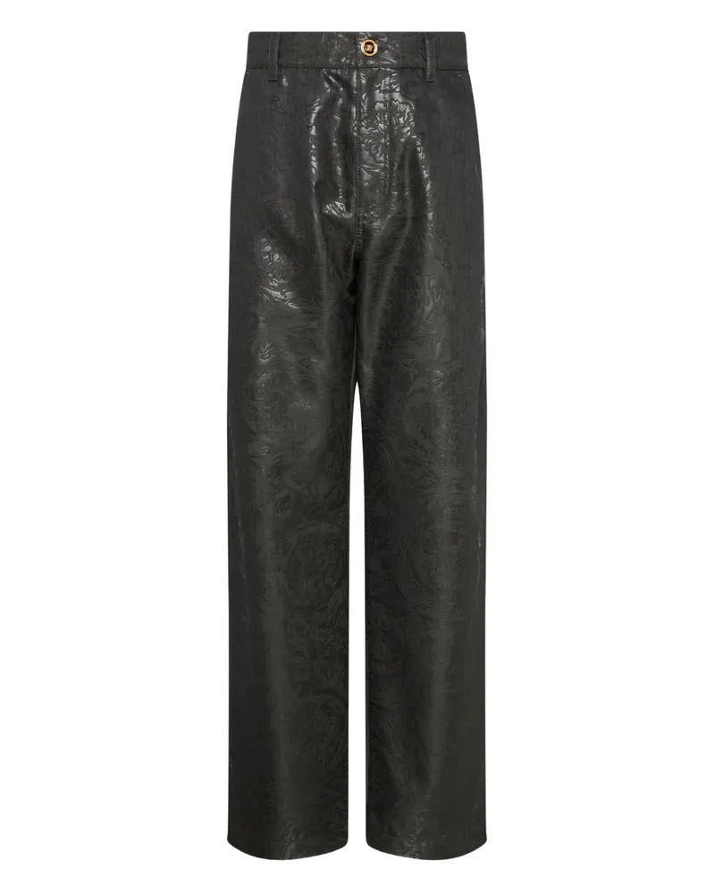 Versace Hose mit Blumenprint - Grau Grau