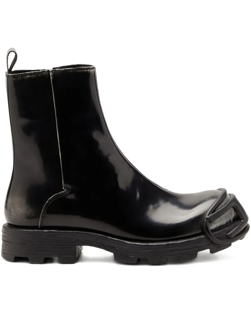 Diesel Stiefel mit ovalem Schild - Schwarz Schwarz