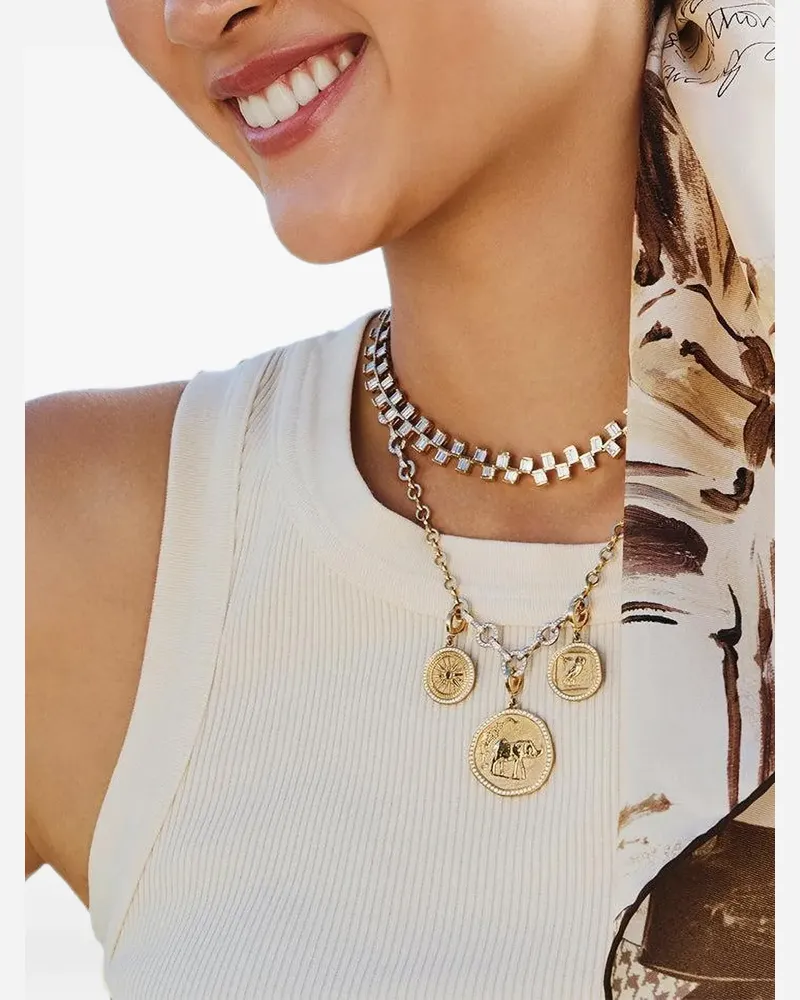 AZLEE Elefante diamond charm - Gold Gold