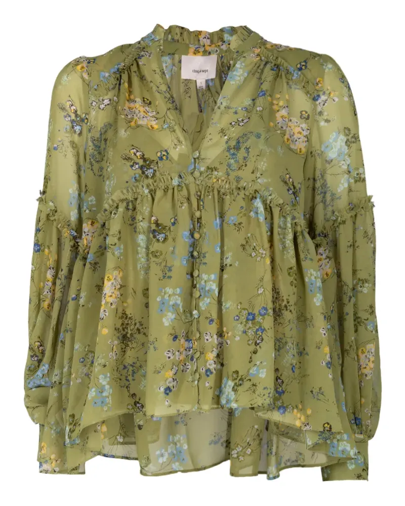 Cinq à Sept Perline Bluse mit Blumenprint - Grün Grün