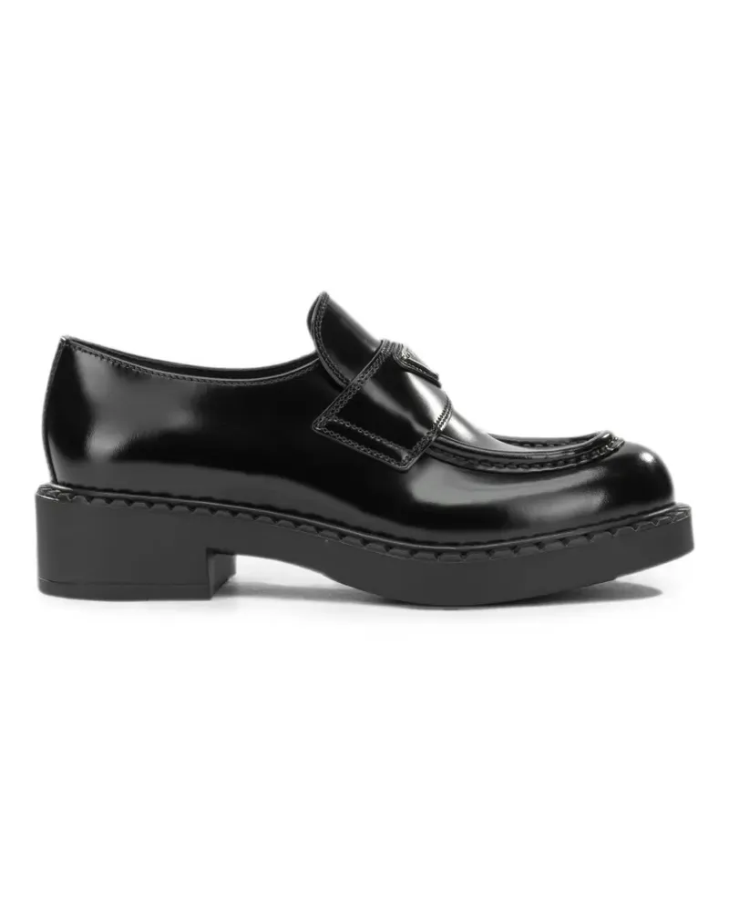 Prada logo-plaque loafers - Schwarz Schwarz