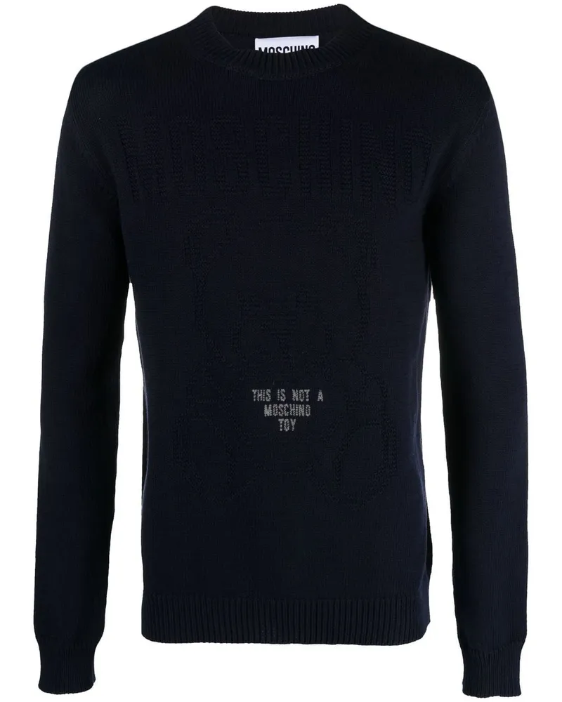 Moschino Pullover mit Slogan-Intarsie - Blau Blau
