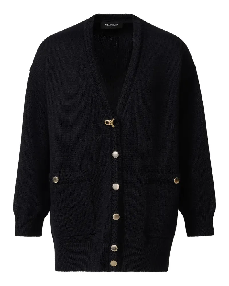 Fabiana Filippi Geknöpfter Cardigan mit Flechtbesatz - Blau Blau