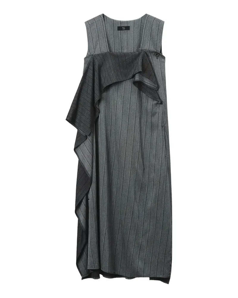 Yohji Yamamoto Gestreiftes Kleid mit Rüschendetail - Grau Grau